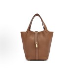 HERMES Picotin Lock 18 Gold buckle Basket Bucket Bag Handbag 18 Women\'s style 37 Gold Golden brown